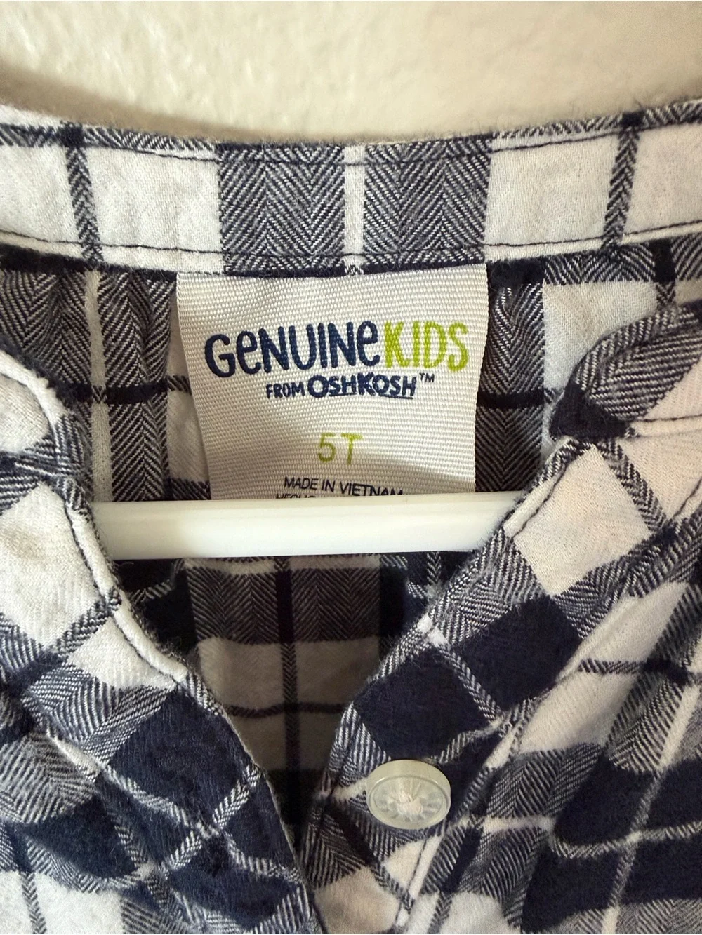 OshKosh B'gosh Black and White Plaid Button-Front Peplum Top